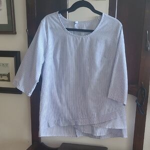 Blue and White Striped Blouse